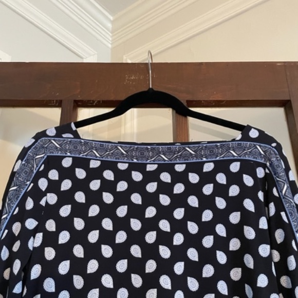Michael Kors Blue Patterned Boat Neck Dress, Size Medium - Picture 3 of 5
